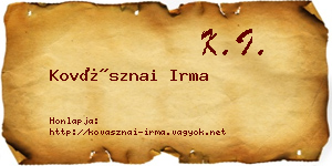 Kovásznai Irma névjegykártya