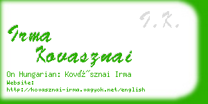 irma kovasznai business card